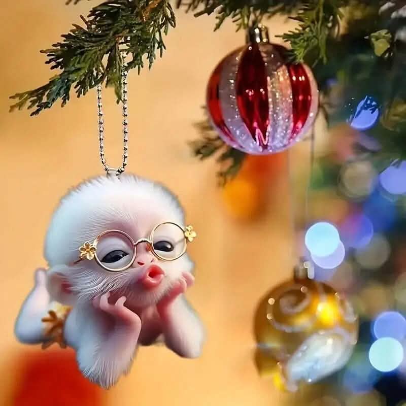 Adorable Monkey Acrylic Car Charm and Christmas Tree Ornament