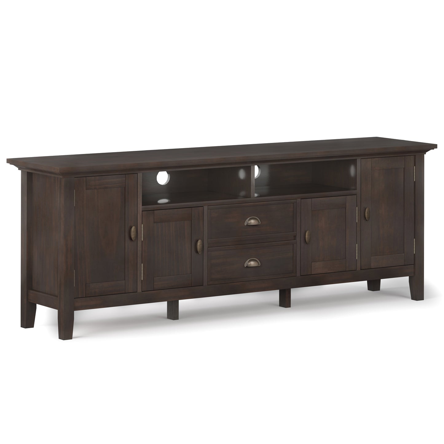 Redmond 72 Inch Wide Solid Wood TV Stand in Brunette