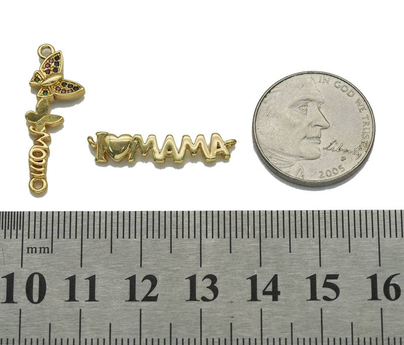 CZ Gold Mama connector, Sku#J150