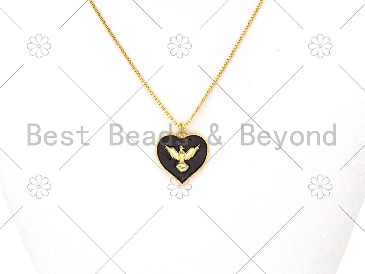 Gold Eagle On Colorful Enamel Heart Shape Pendant,18K gold Filled Heart Shape charm,Enamel Pendant,Enamel Jewelry,23x22mm,sku#L586