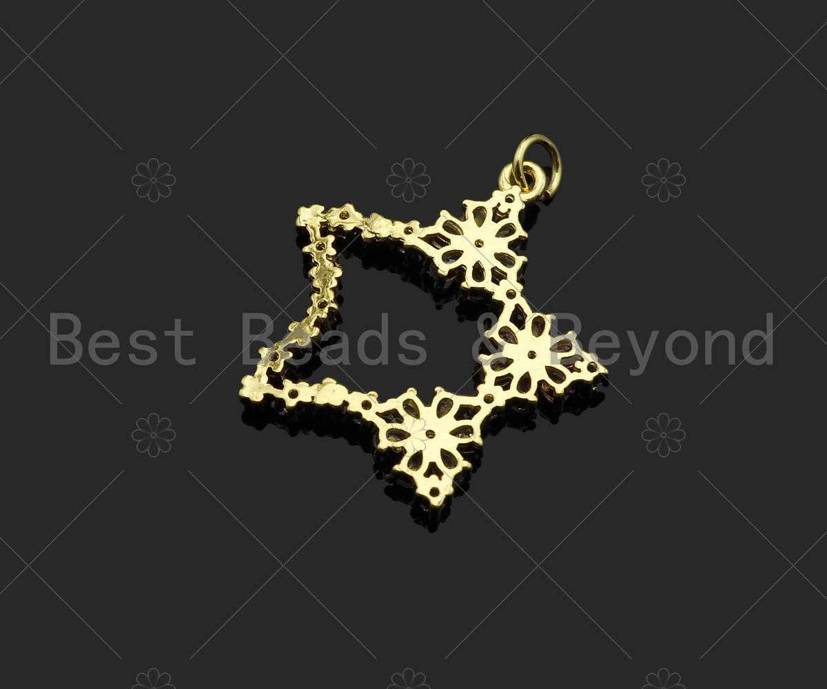Gold Filled CZ Micro Pave Star with Colorful CZ Flower Pendant,18K Gold Filled Star Charm, Necklace Bracelet Charm Pendant,25x26mm,Sku#LK326
