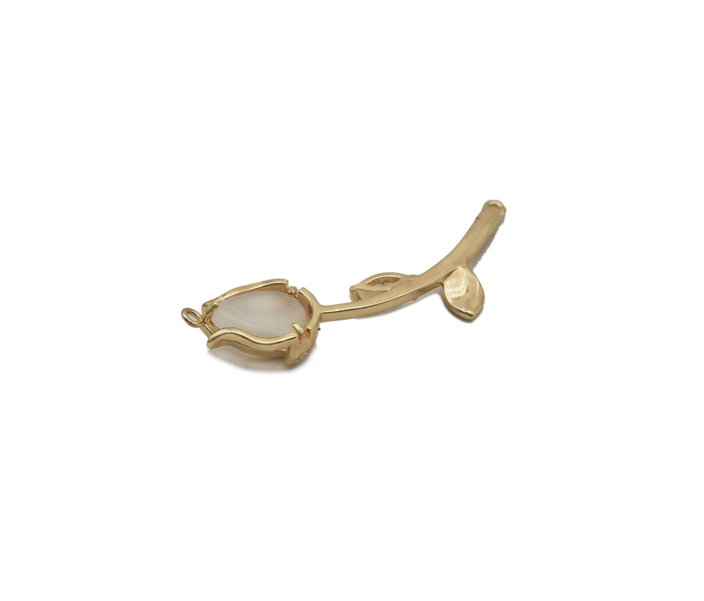 CZ Gold Tulip Flower Charm, Sku#ZX109