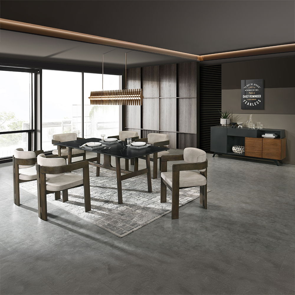 Destin - Dining Table - Sintered Stone & Walnut