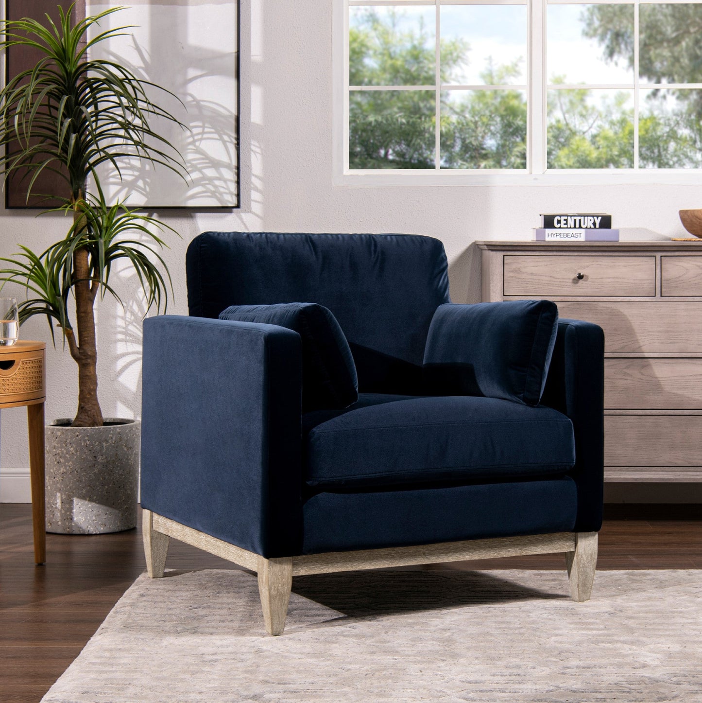 Knox 36" Modern Farmhouse Arm Chair, Dark
