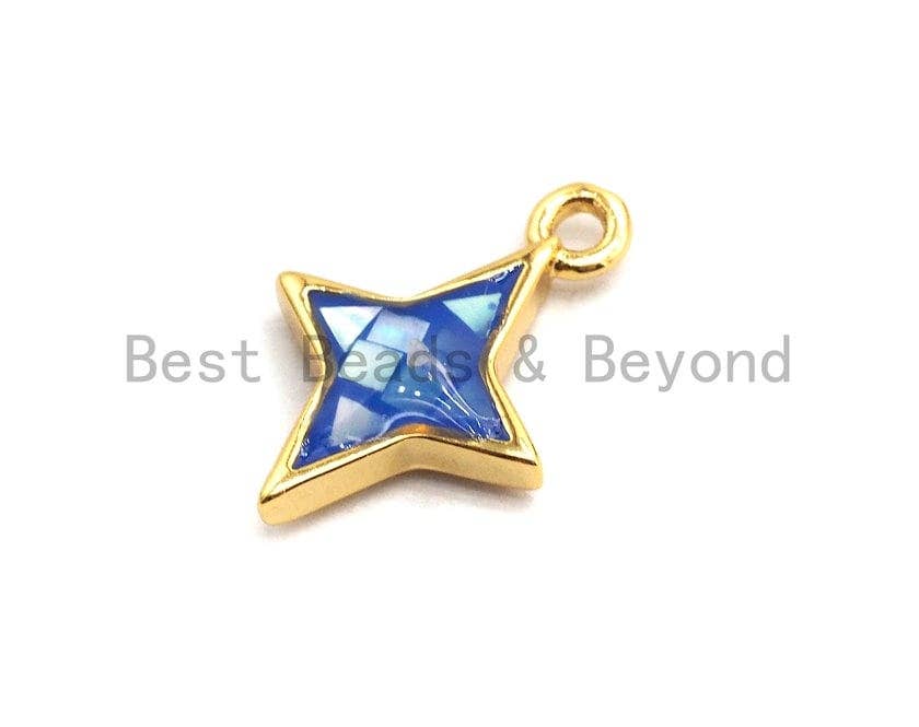 100% Natural Royal Blue Color Shell North Star Pendant Charm, Natural blue shell charm, Jewelry shell Findings, 10x14mm,SKU#Z342