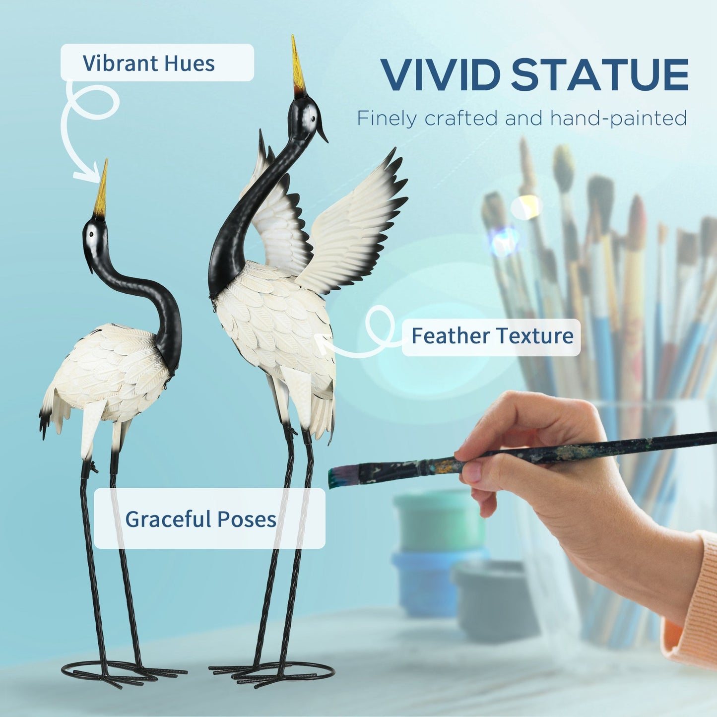 Outsunny Heron Garden Statues - Set of 2
