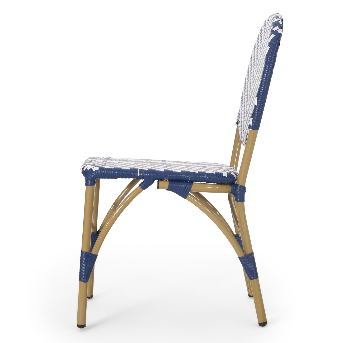 Outdoor PE Ratten and Aluminum French Armless Bistro Chairs, Set of 2