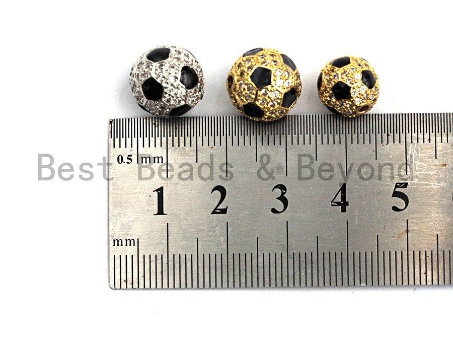 10mm/12mm CZ Micro Pave Round Soccer ball Spacer Beads, CZ Pave ball beads,Gold/Silver Color, Men's Jewelry Findings, sku#N52