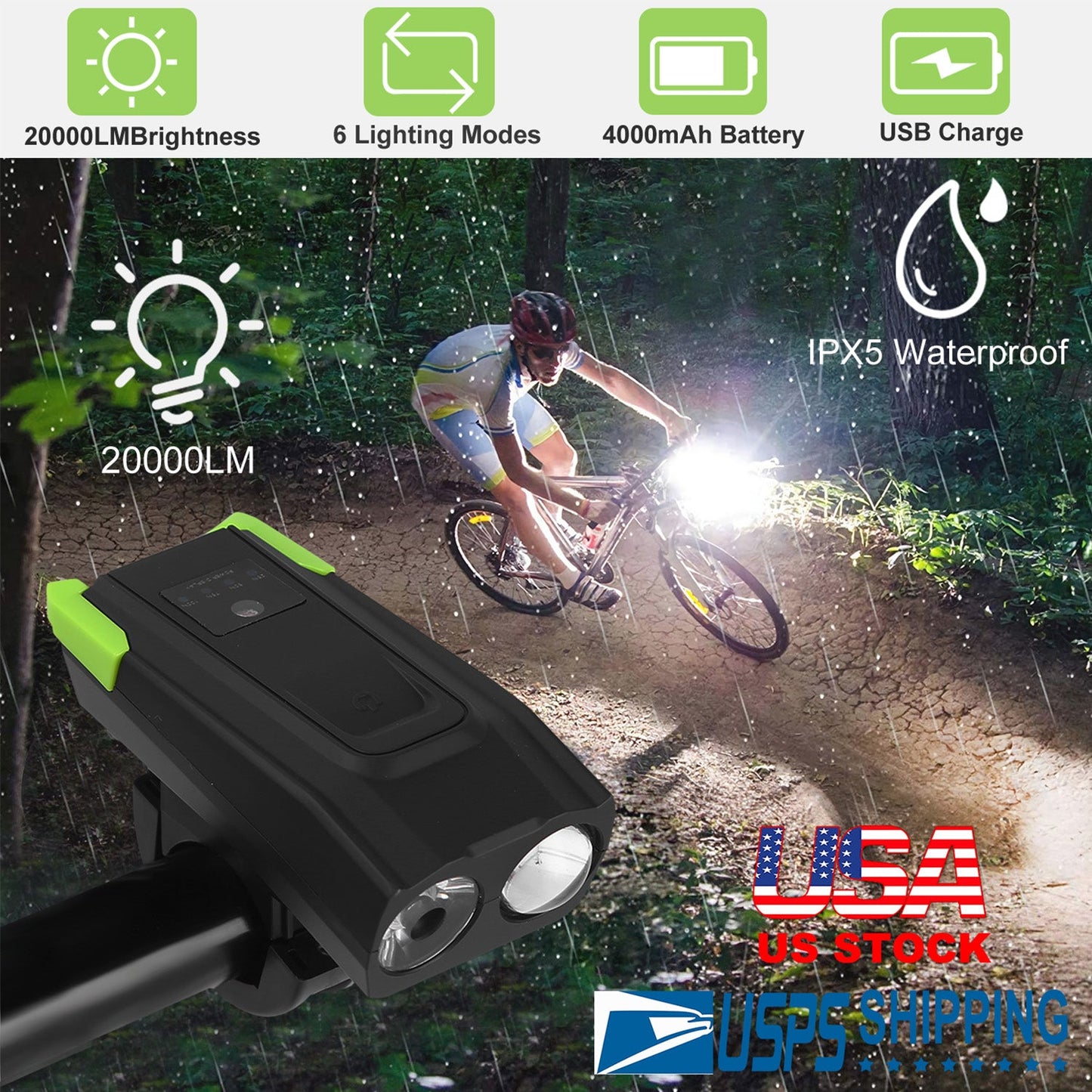 Bike Front Light Set with Horn for Night Riding