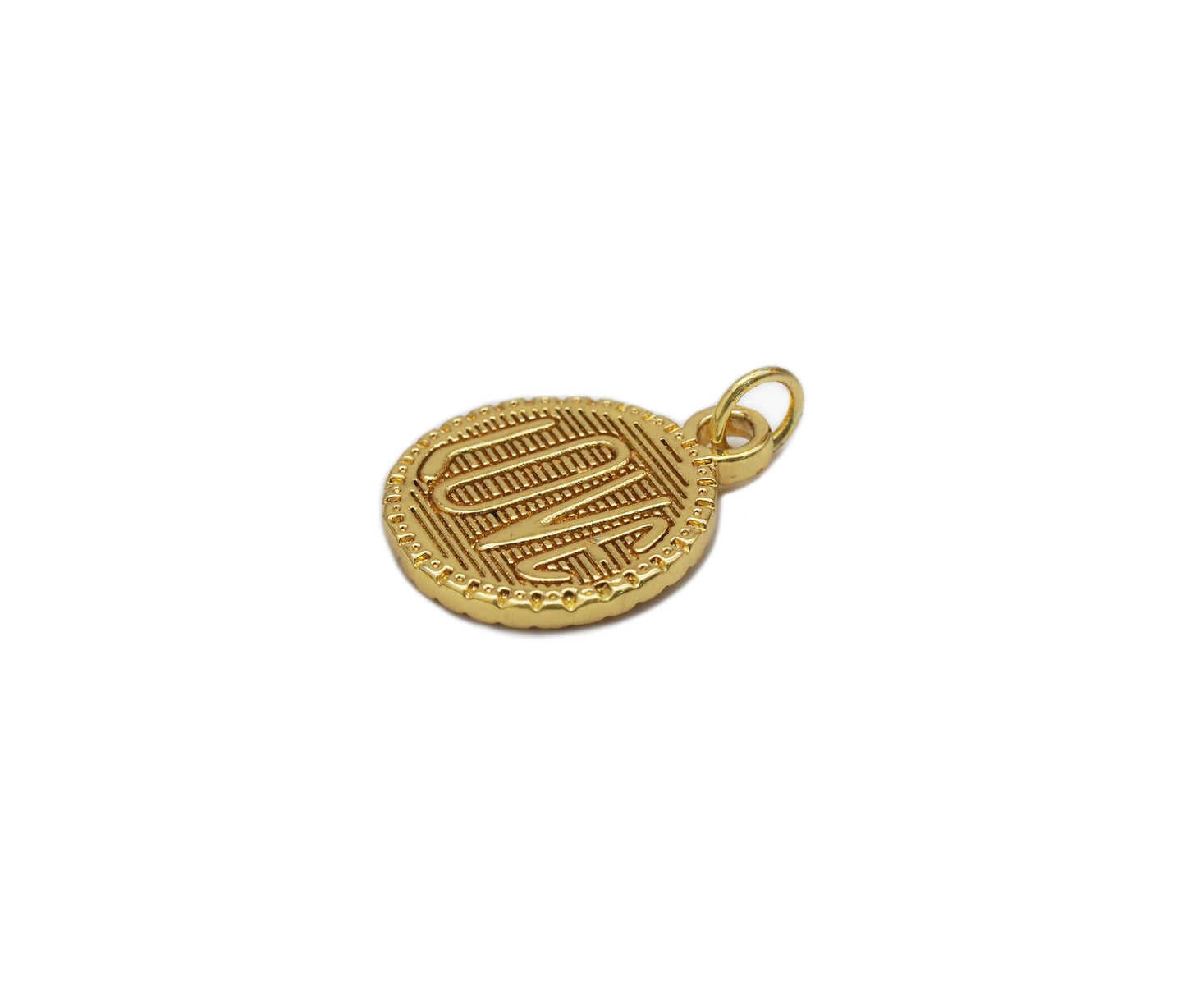 Gold Love Word On Round Coin Charm, Sku#FH203