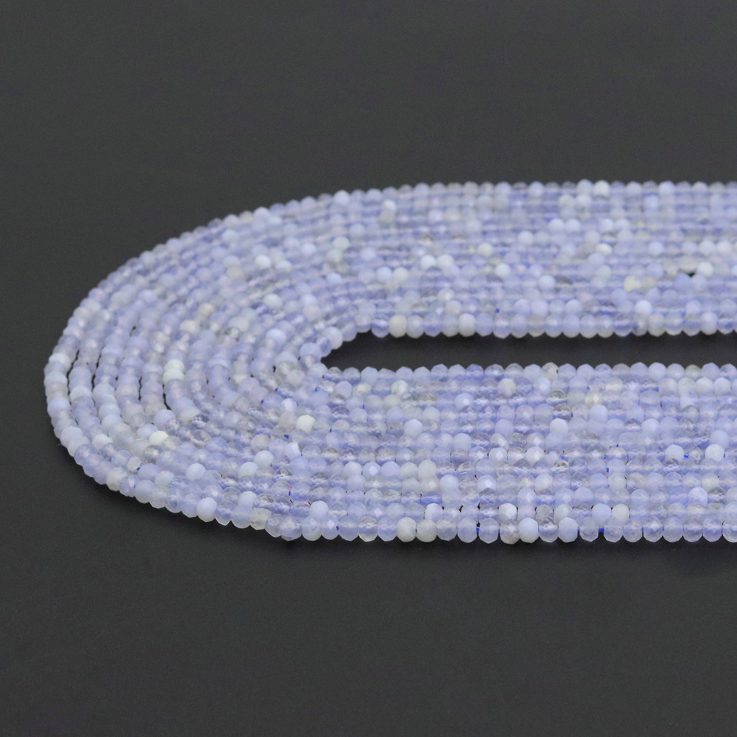 3x4mm Blue Lace Agate Rondelle Faceted Beads, Sku#U1940