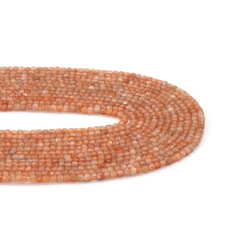 2.5mm Golden Sunstone Faceted Cube Beads, Sku#U1528