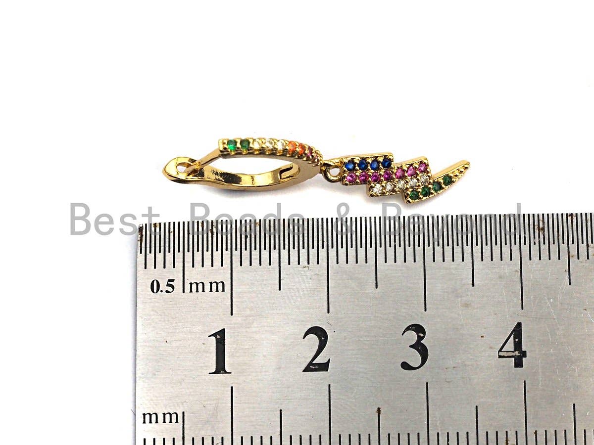 Rainbow CZ Latch Back Lightning Earring Wires, Sku#J145