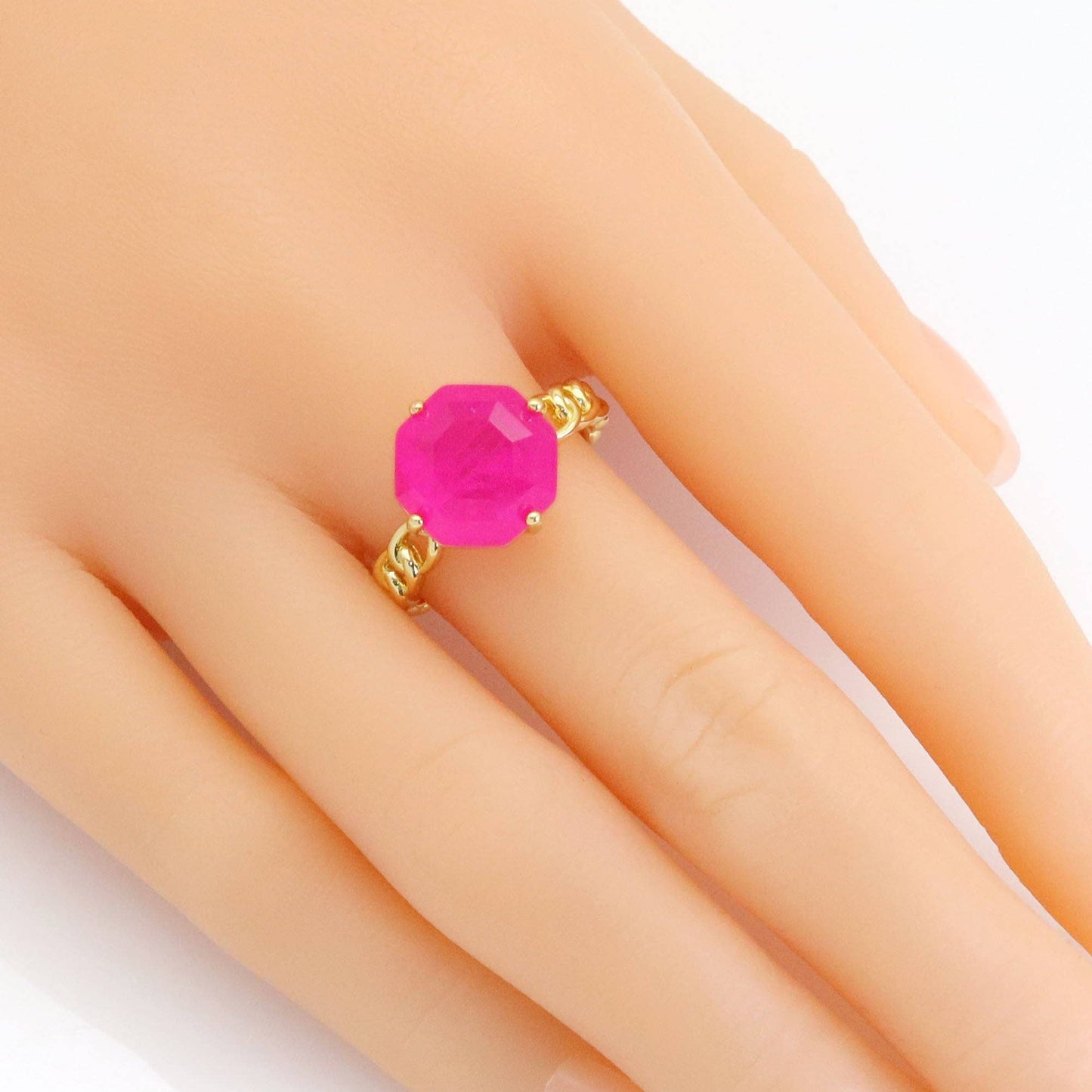 Big Pink Blue Stone Adjustable Ring, Sku#LX485C
