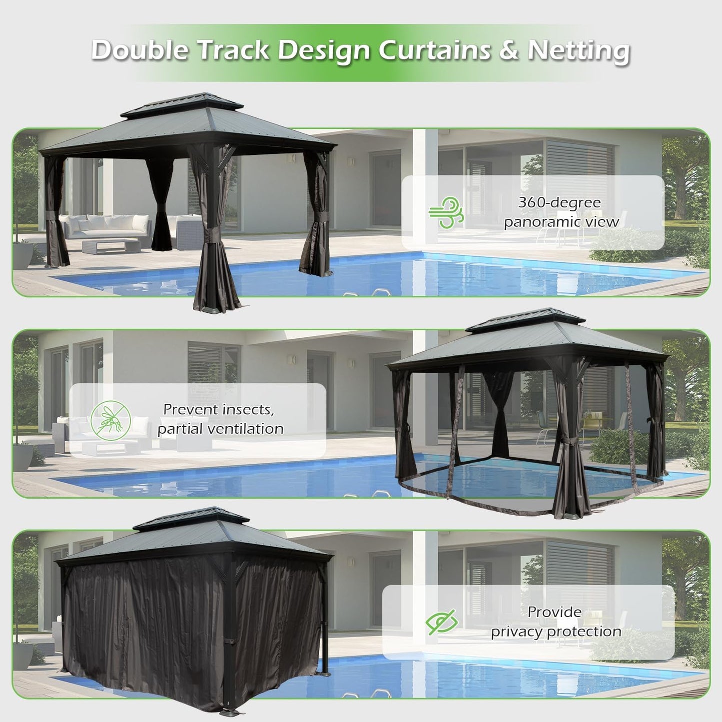 12'x14' Hardtop Gazebo with Resin Roof