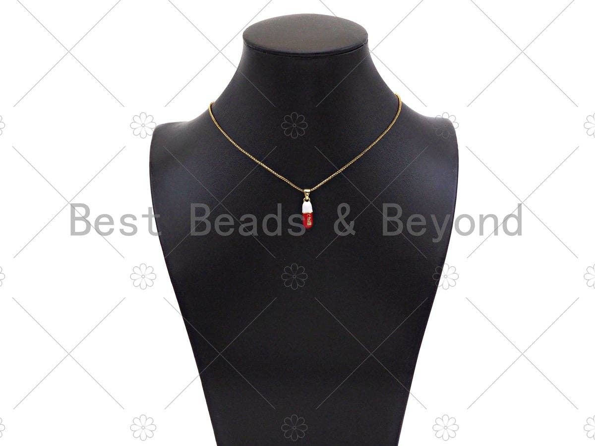 Colorful Enamel Pill Shape Pendant Charm, Gold/Silver Chill Word Pink Turquoise Black Cobalt Red Enamel Jewelry,6x17mm,Sku#LK280