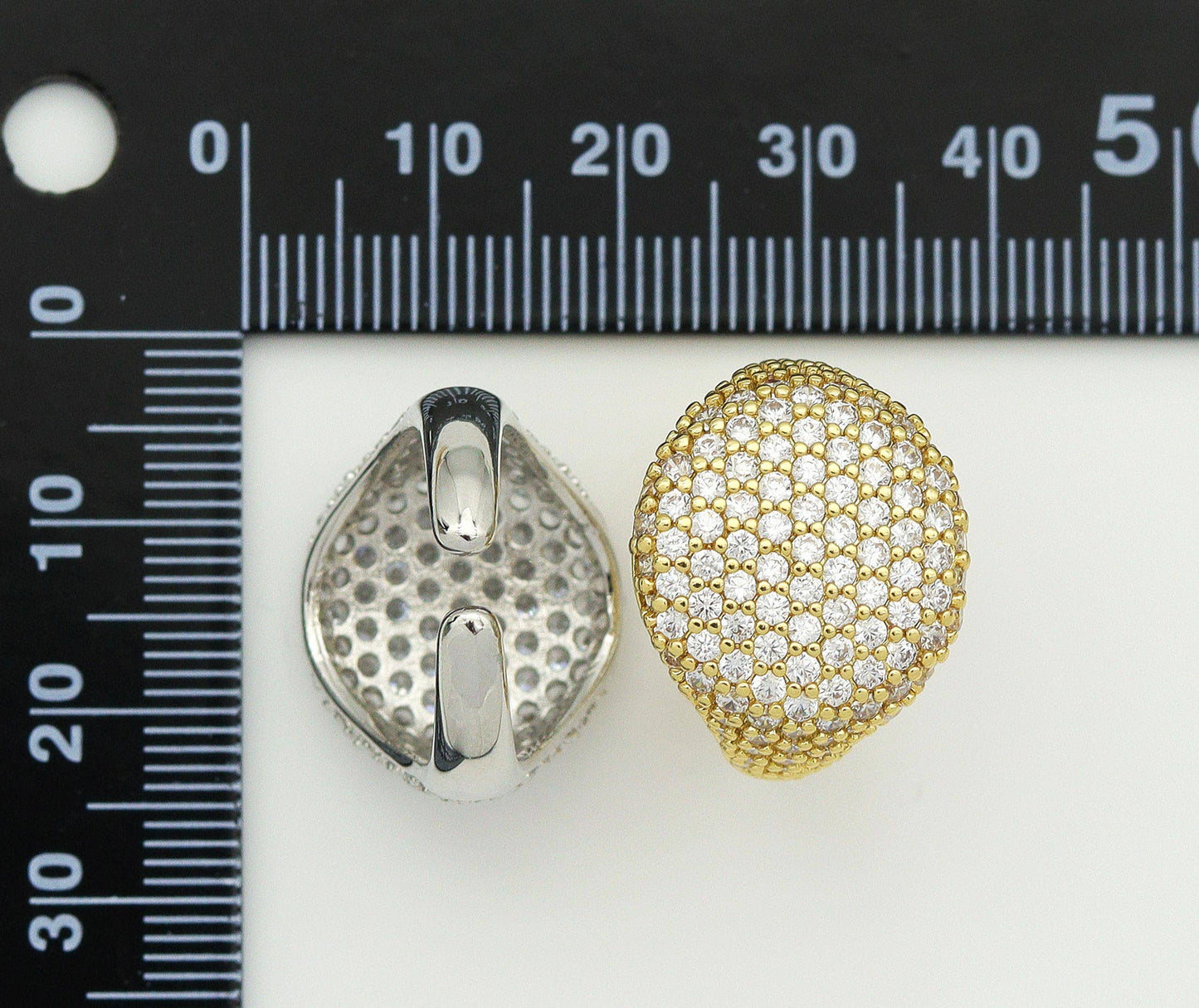 CZ Oval Adjustable Ring, Sku#B188