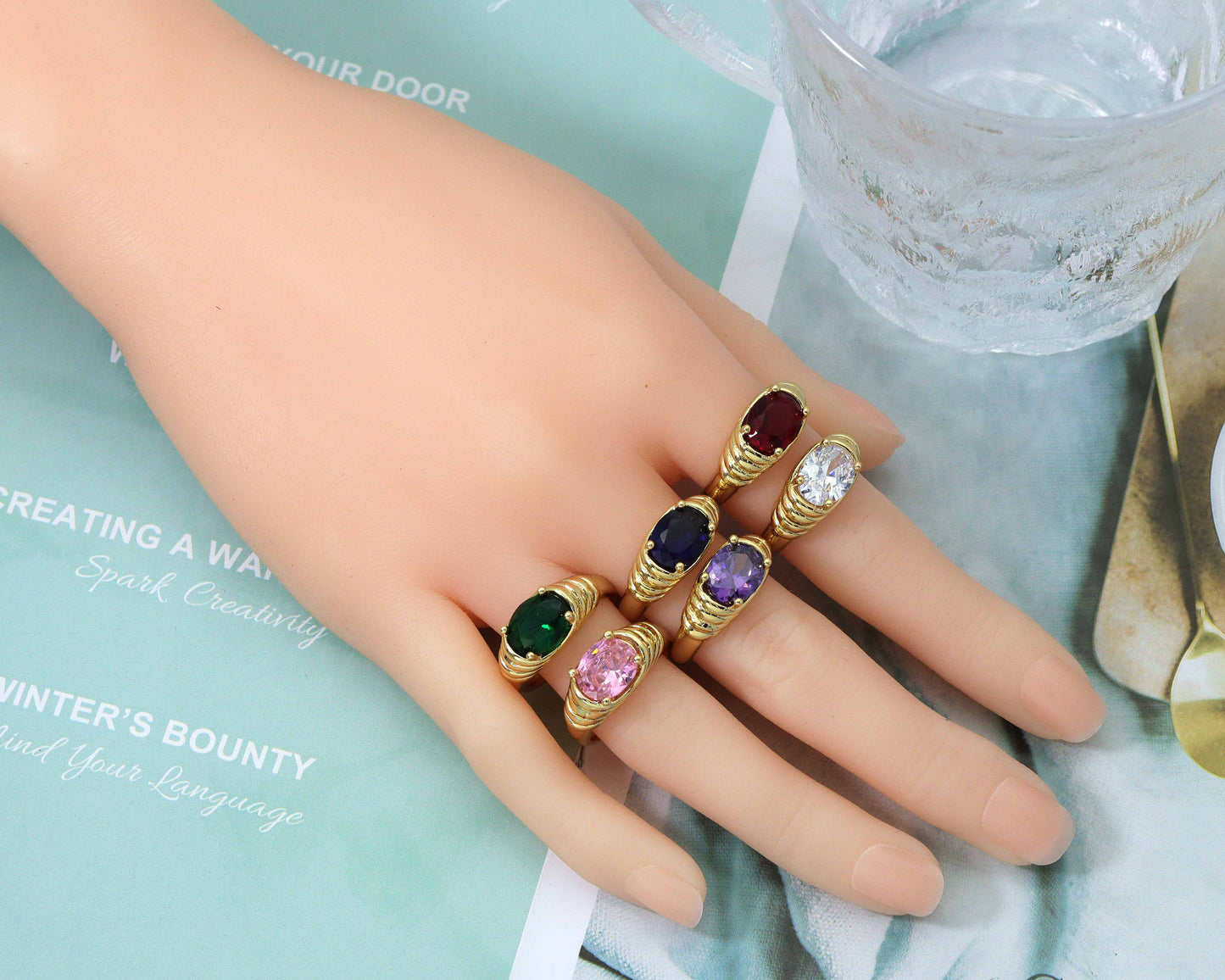 Oval CZ Chunky Adjustable Ring, Sku#X299