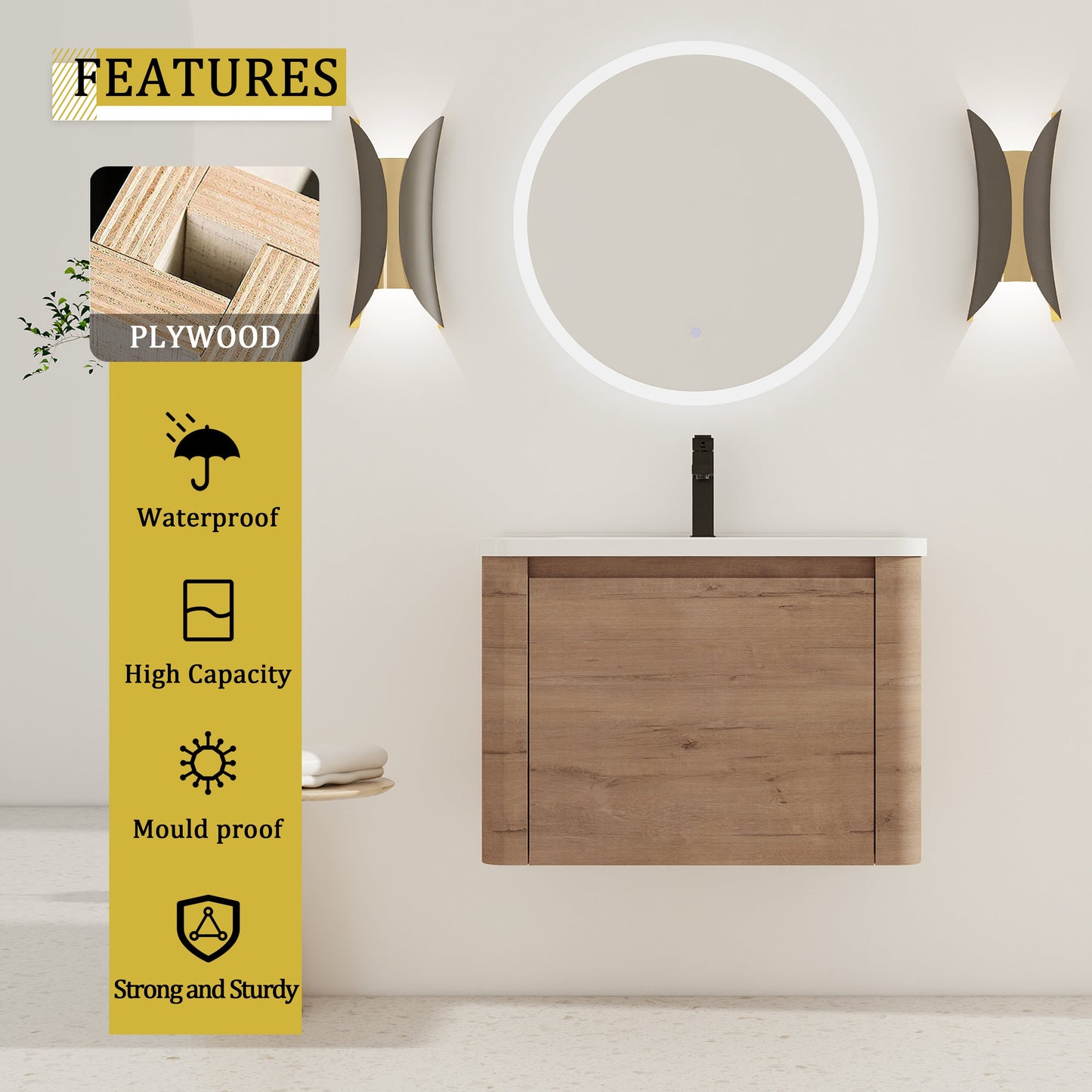 28'' Wall-Mounted Bathroom Vanity