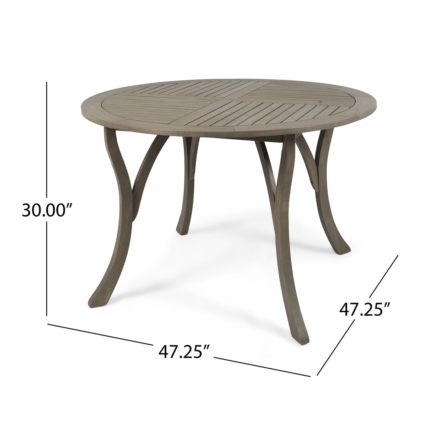 Outdoor Acacia Wood Round Dining Table with Curved Legs