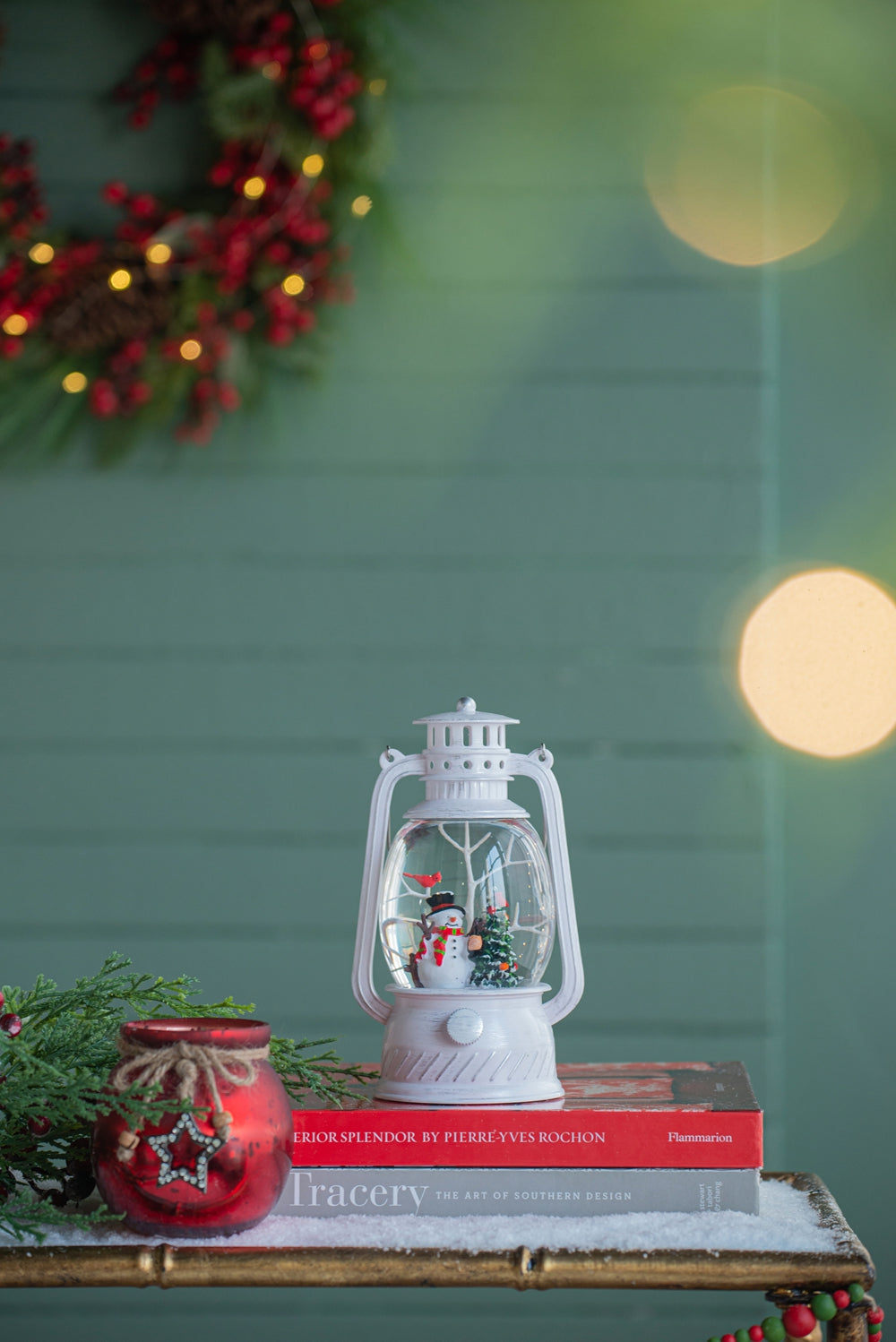 Christmas Lighted White Spinning Lantern