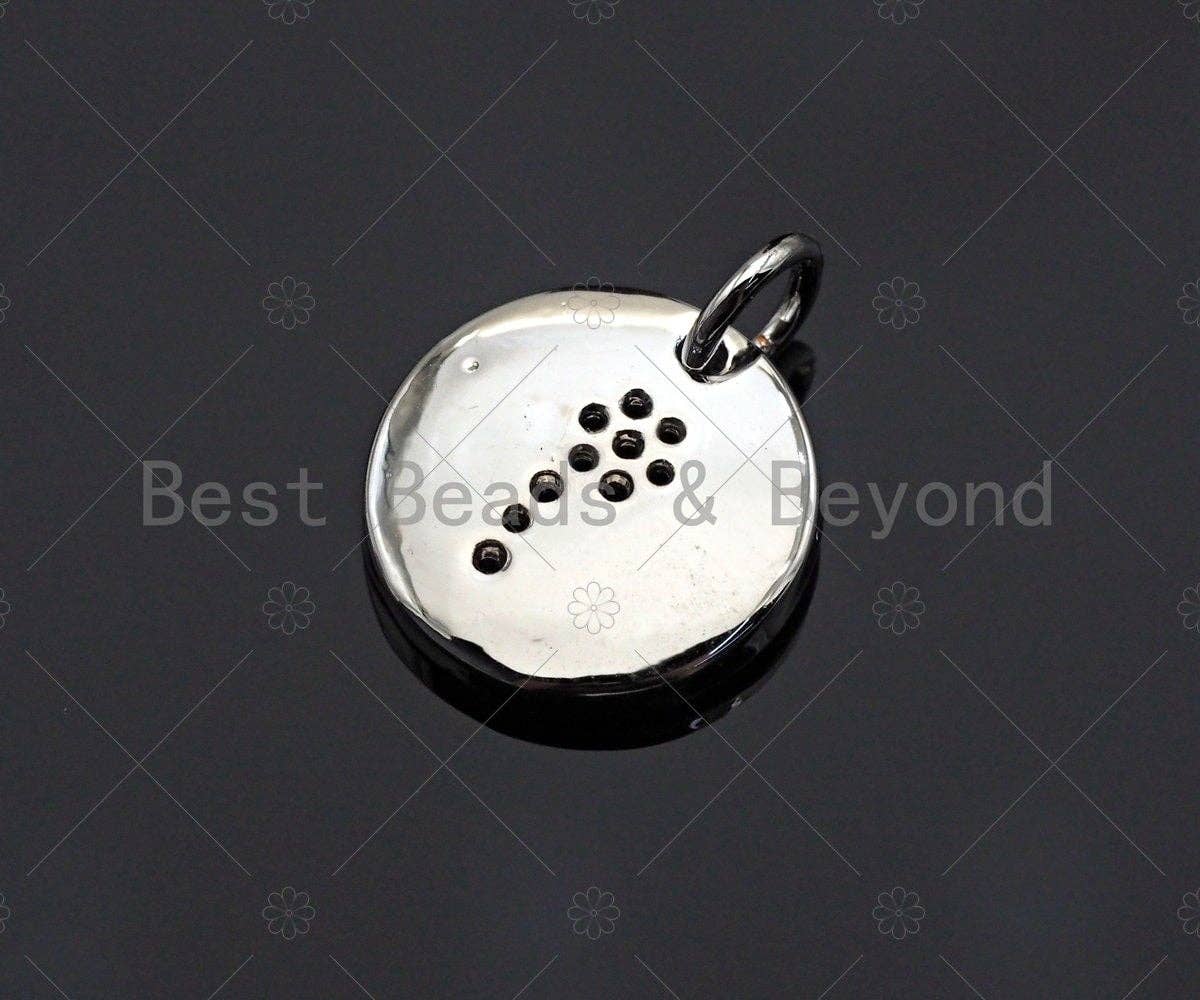 CZ Micro Pave Coconut Tree  on Disc Pendant/Charm, Sku#L320