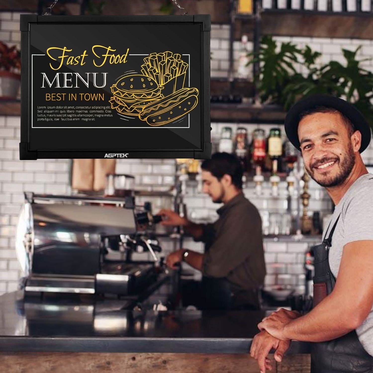 AGPtek 24"×16" LED Message Board Illuminated Erasable with Remote Control