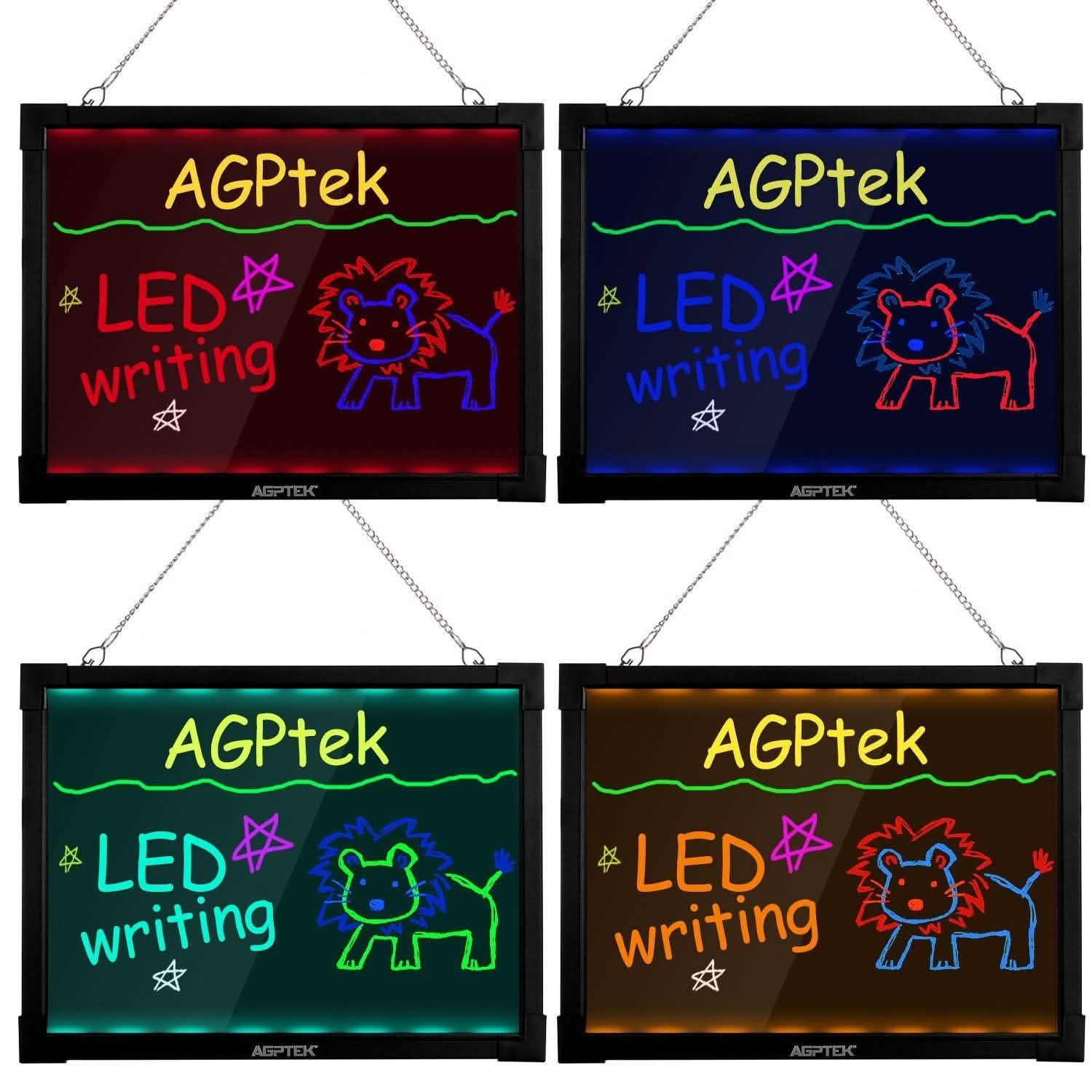 AGPtek 24"×16" LED Message Board Illuminated Erasable with Remote Control