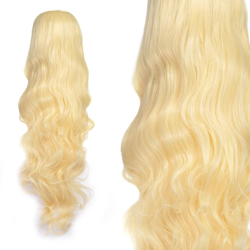 AGPTEK 33 Inch Heat Resistant Curly Wavy Long Wigs Blond Hair