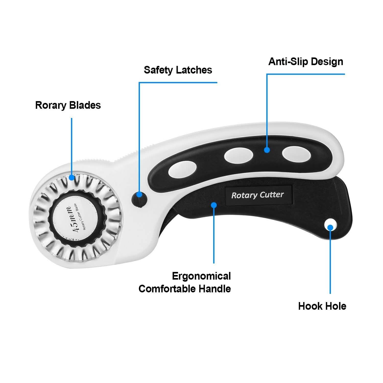 Coupe-tissu rotatif 45 mm AGPtek avec 7 lames de rechange et verrouillage de sécurité