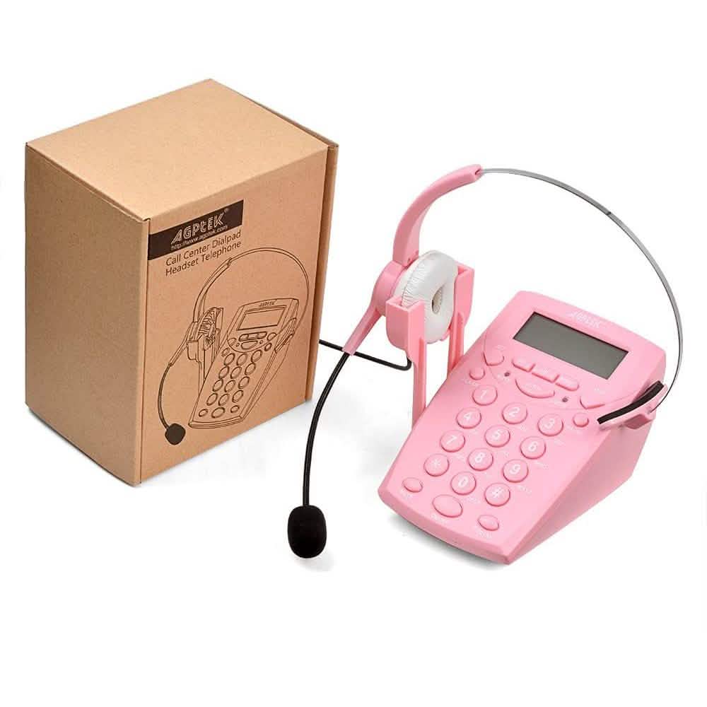 Téléphone de centre d'appels filaire avec casque et clavier AGPtek