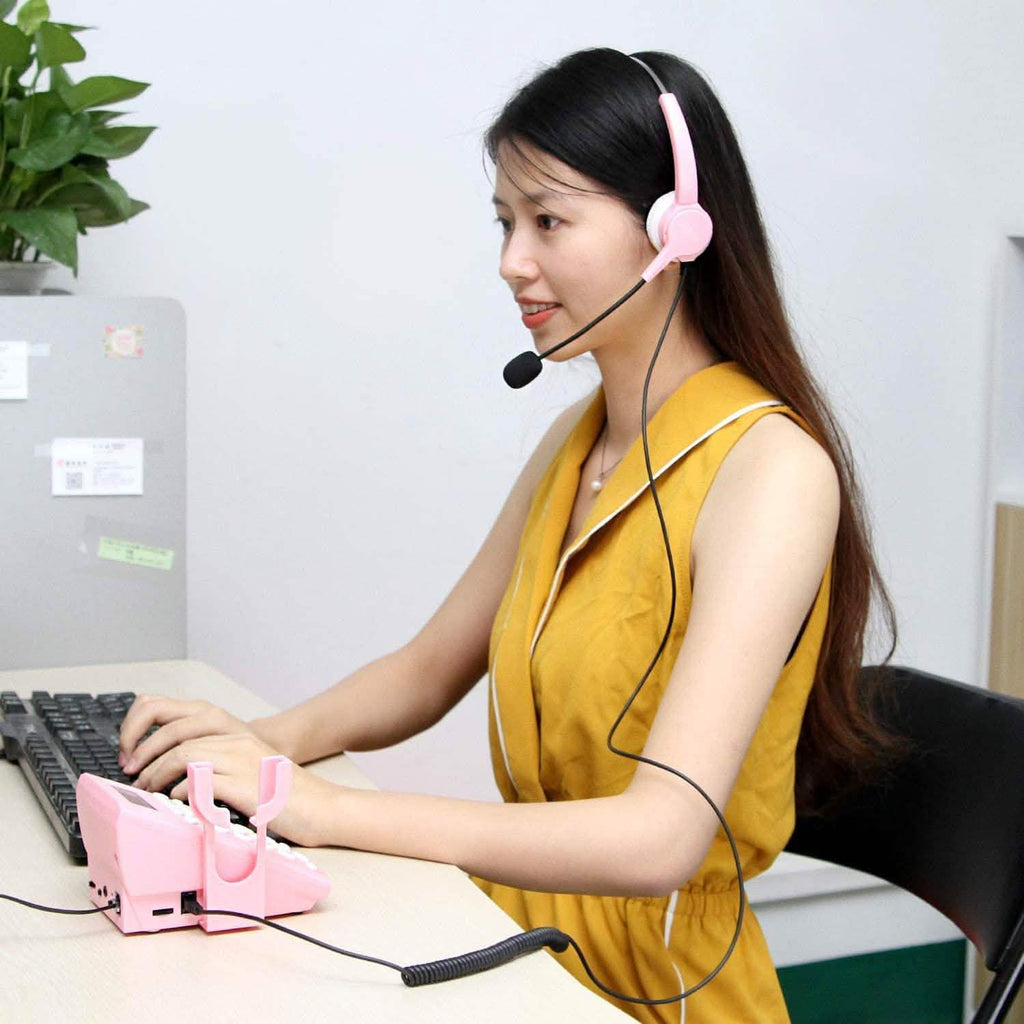 Téléphone de centre d'appels filaire avec casque et clavier AGPtek