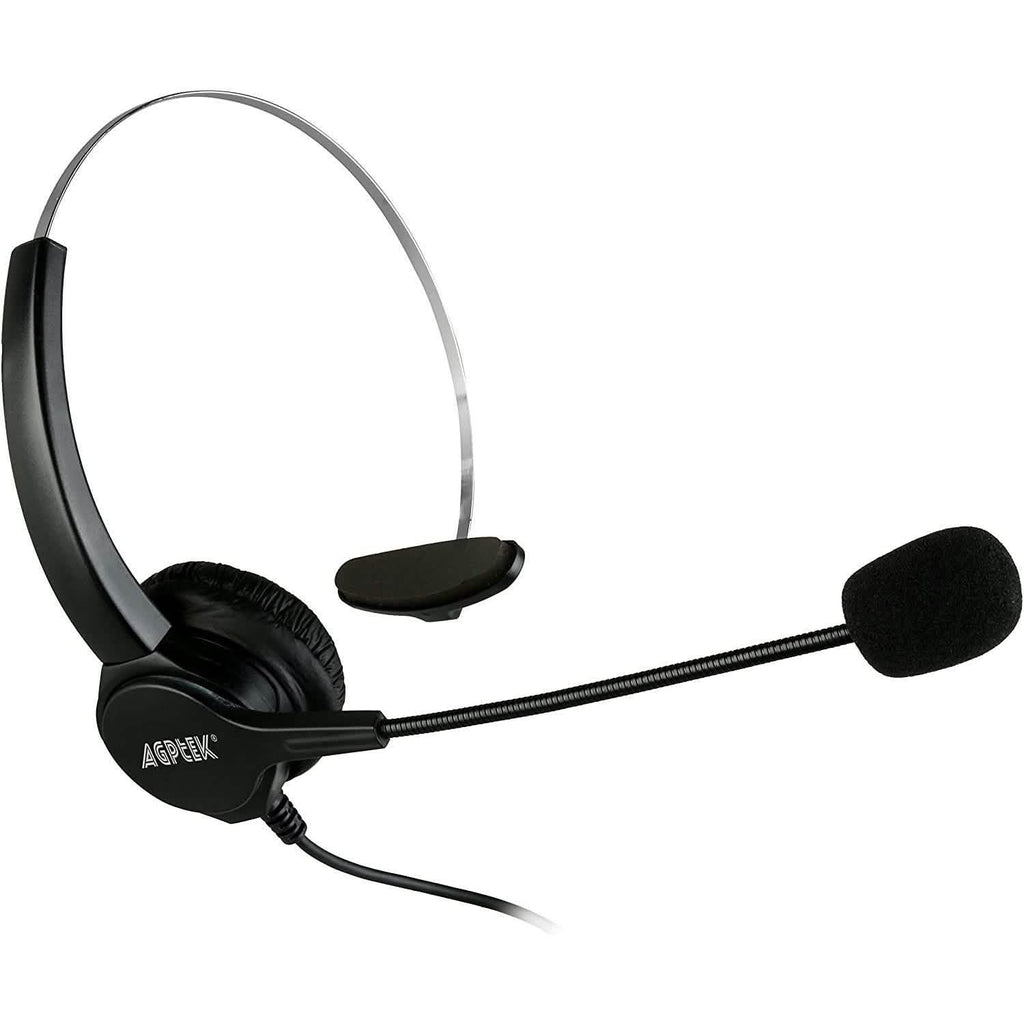 Micro-casque monaural filaire mains libres avec microphone à réduction de bruit AGPtEK pour centre d'appels