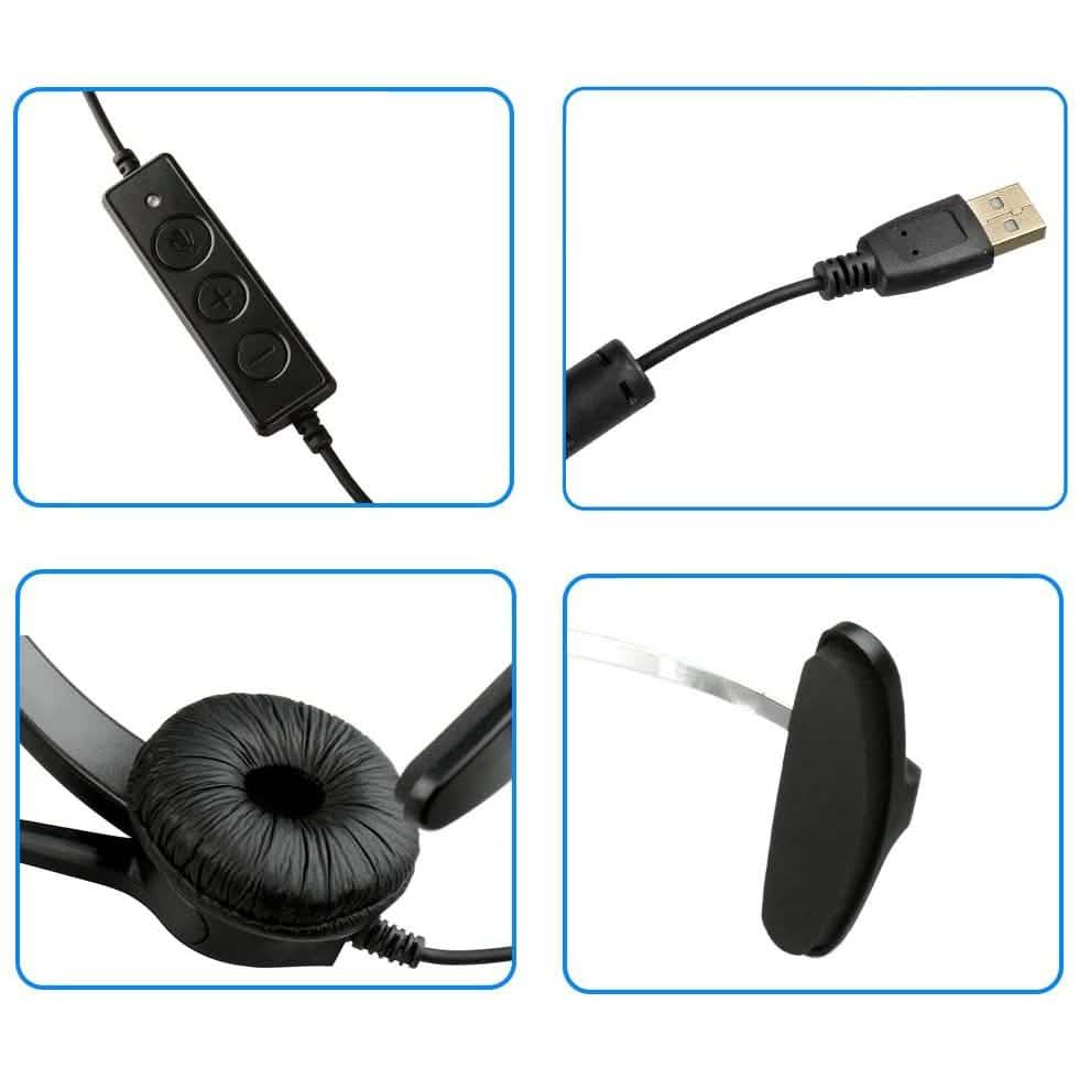 Micro-casque monaural filaire mains libres avec microphone à réduction de bruit AGPtEK pour centre d'appels