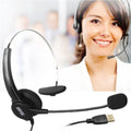 Micro-casque monaural filaire mains libres avec microphone à réduction de bruit AGPtEK pour centre d'appels