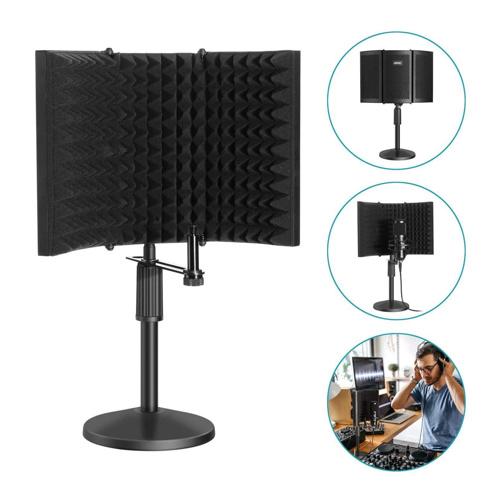 AGPtEK Compact Microphone Isolation Shield+Desk Mic Stand