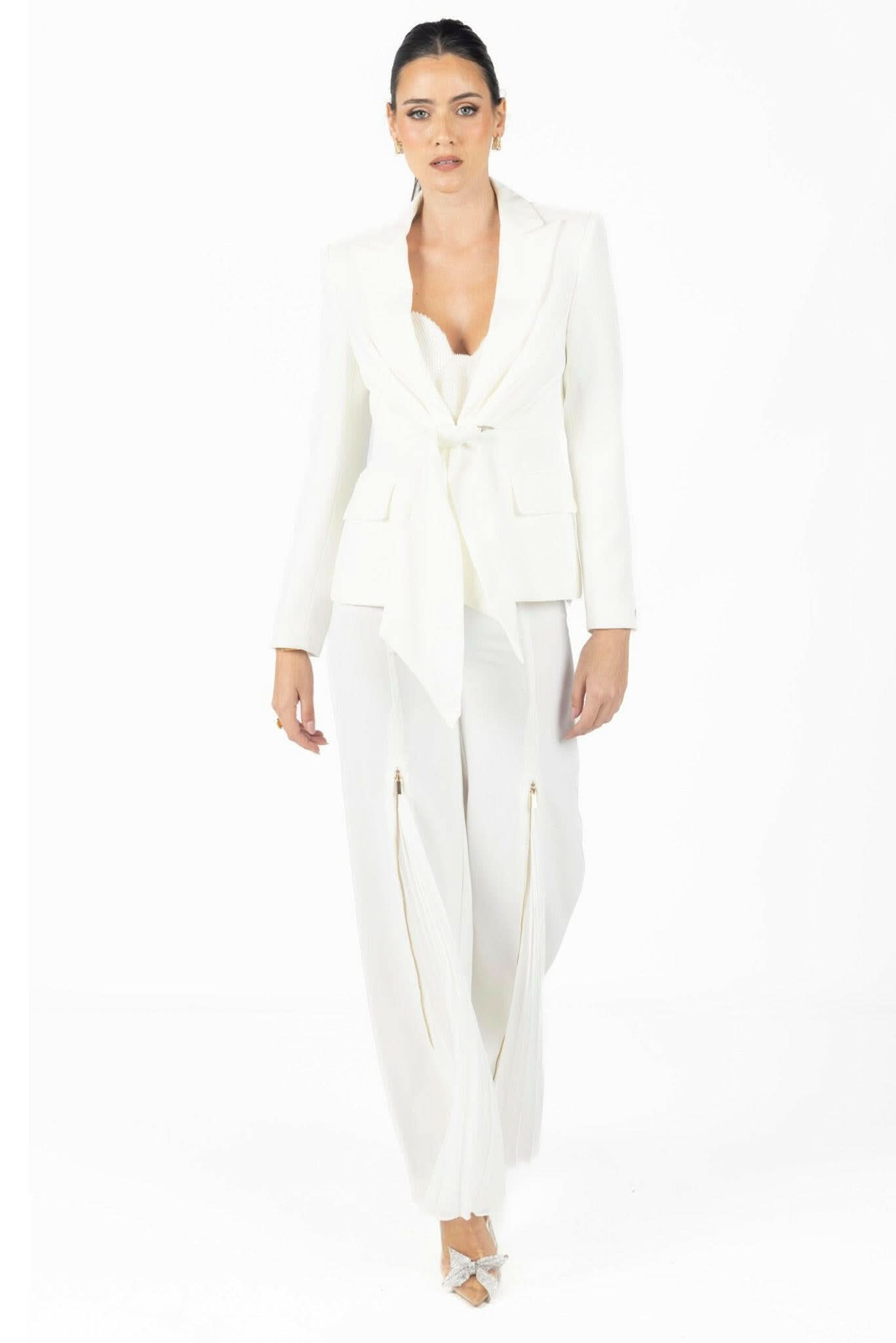 Alana White Pleated Pants