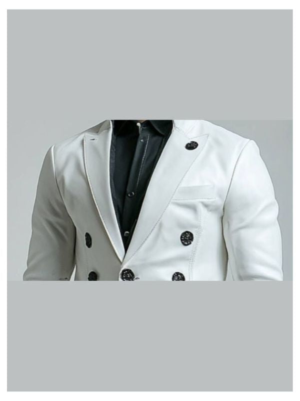 Albie White Leather Blazer for Men