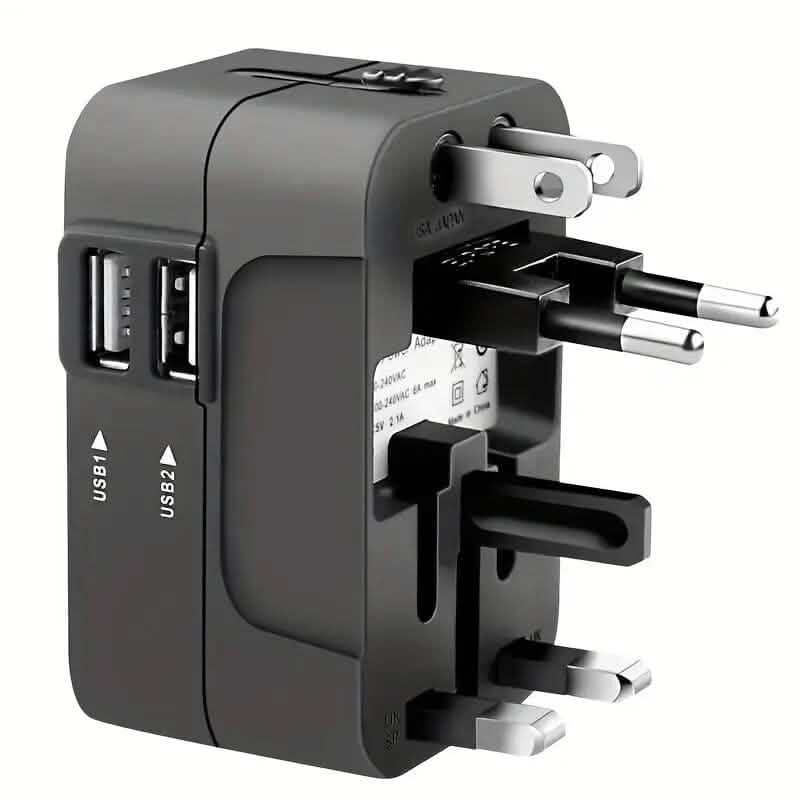 Chargeur de voyage universel tout-en-un avec deux ports de chargement USB