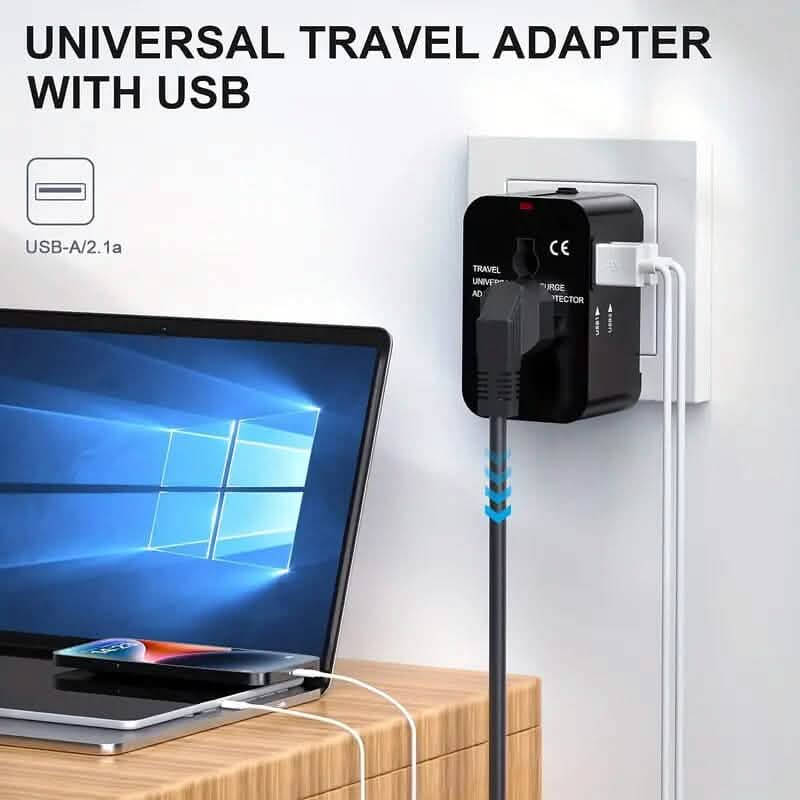 Chargeur de voyage universel tout-en-un avec deux ports de chargement USB