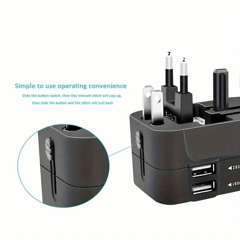 Chargeur de voyage universel tout-en-un avec deux ports de chargement USB