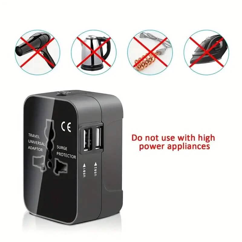 Chargeur de voyage universel tout-en-un avec deux ports de chargement USB