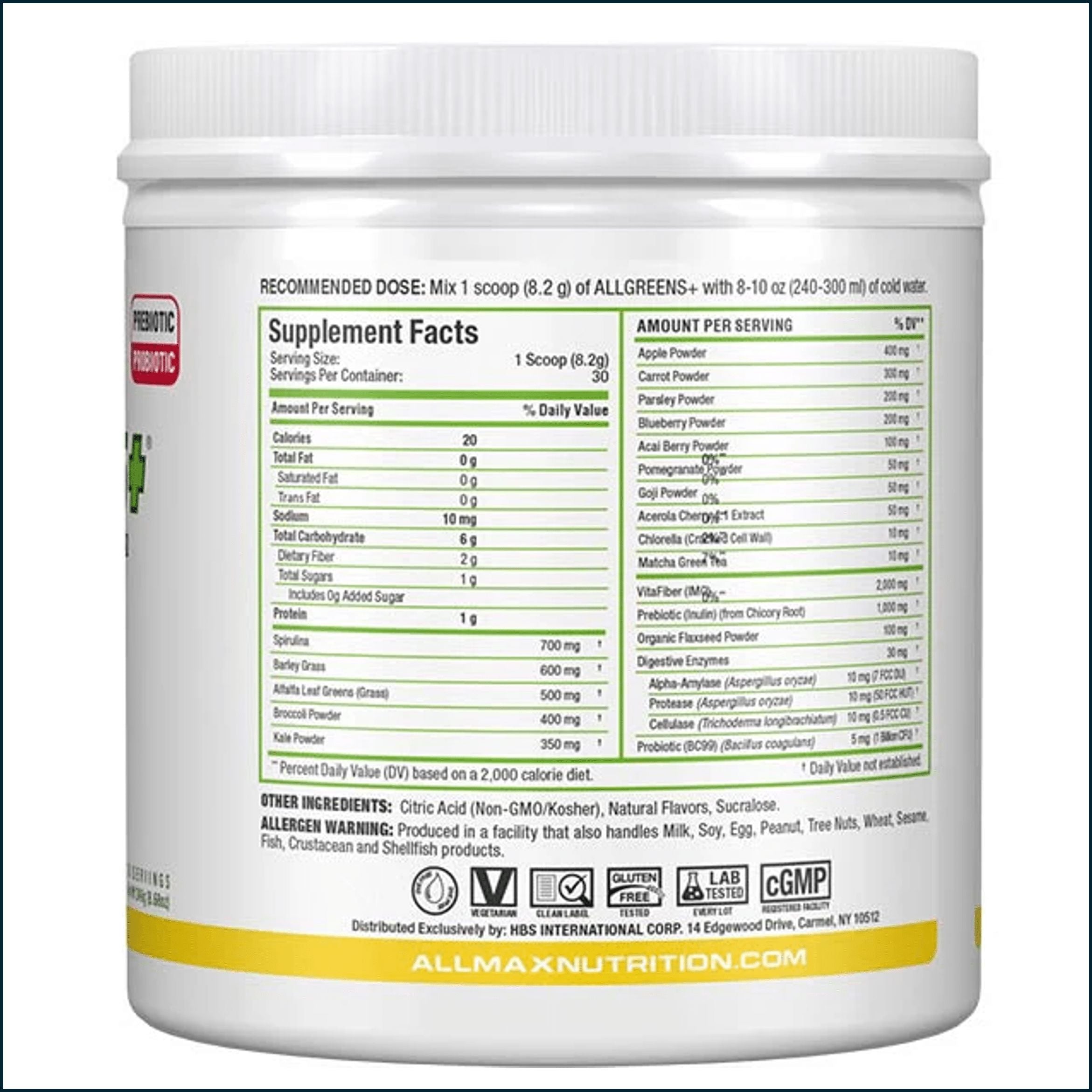 AllMax AllGreens+, 30 Servings
