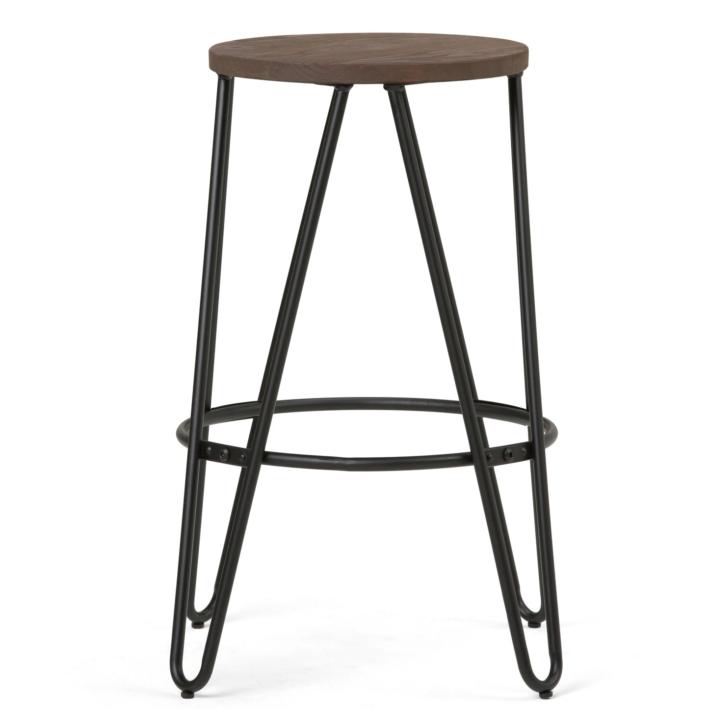 Simeon - 26" Metal Counter Height Stool with Wood Seat (Set of 2) - Cocoa