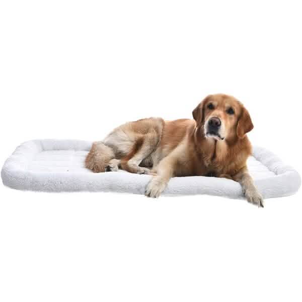 Panier pour animaux de compagnie Amazon Basics avec traversin rembourré en fausse fourrure Sherpa