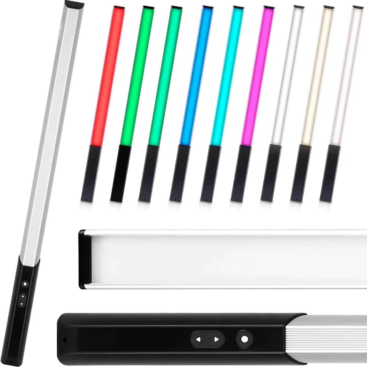 AMZDEAL Baguette Lumineuse LED RGB, Lumière LED pour Photographie, 1000 Lumens Réglable 3000K-6000K, 9 Températures de Couleur & 30 Modes d'Éclairage