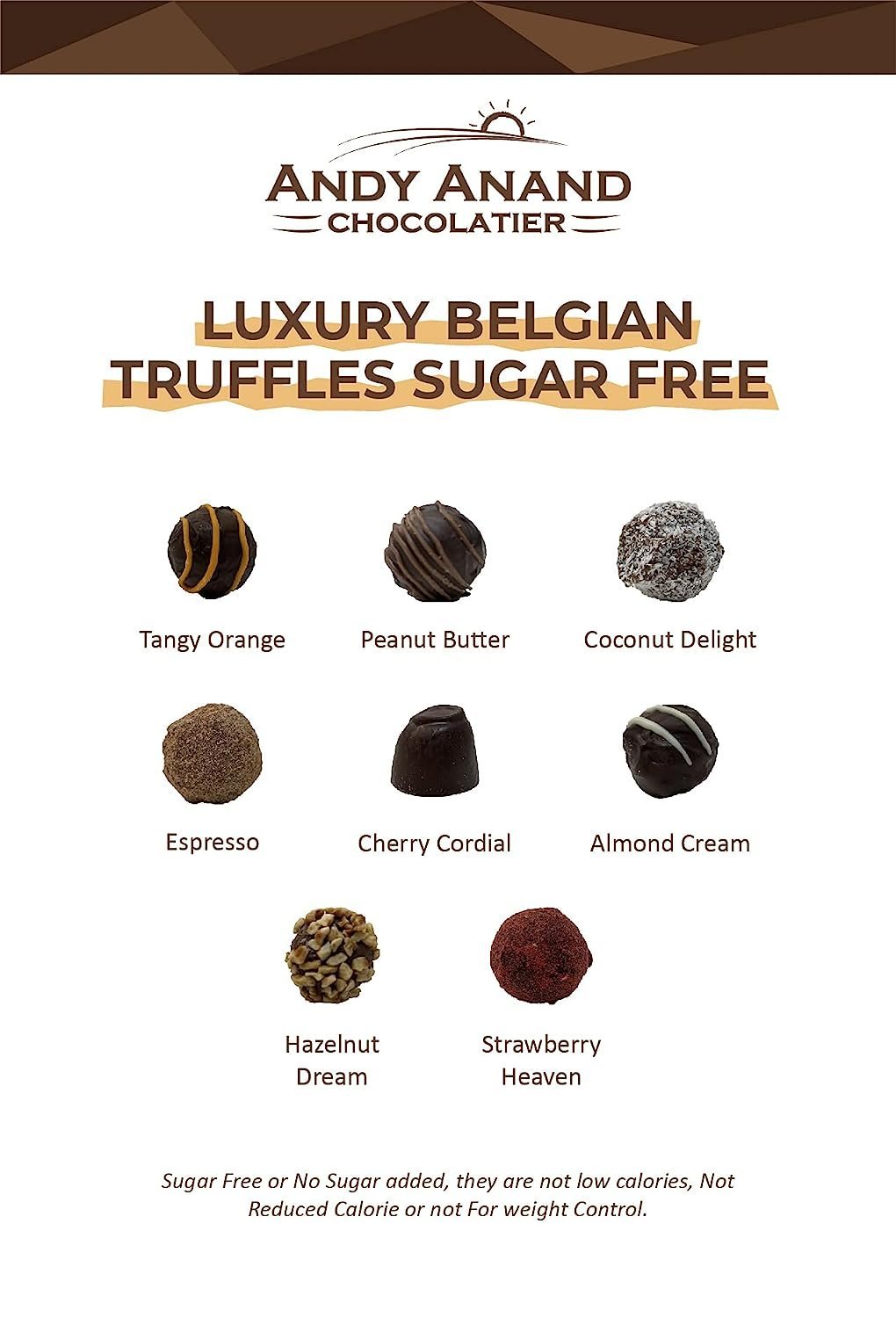 Andy Anand Sugar-Free Belgian Chocolate Truffles Gift Box, 48 pc – Gluten-Free, Handcrafted Diabetic Snacks, Gourmet Birthday & Holiday Gift