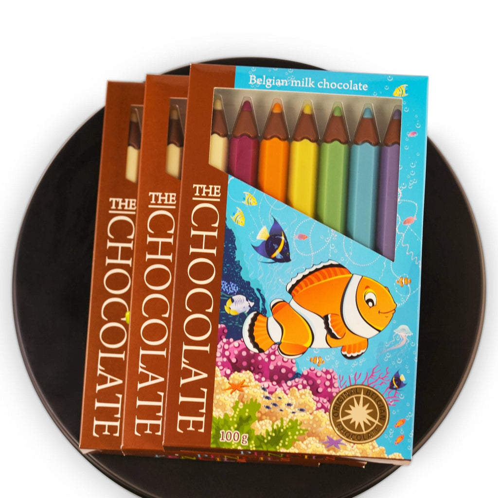 Andy Anand Milk Chocolate Crayon Boxes, 3-Pack, 21 pc – Fun Kids Chocolate Gift, 60% Cocoa Butter, Birthday, Easter & Holiday Gift Box