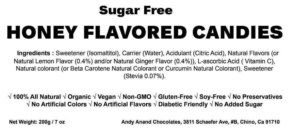 Andy Anand Sugar-Free Honey Ginger Candy with Propolis & Vitamin C, 70 pc, 7 oz – Functional European, Keto & Diabetic-Friendly Gift Box