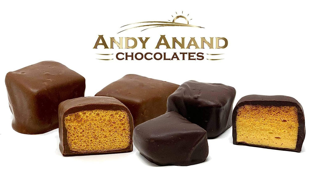 Andy Anand Belgian Milk Chocolate Honeycomb Sponge, 1 lb – Handcrafted Gourmet Gift Box, Luxurious for Birthday & Special Occasions